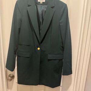 Calvin Klein Women’s Long Blazer in Hunter Green